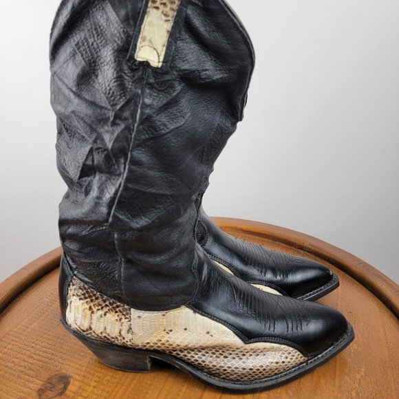 Dingo Boots - Black With Snake Print Leather Cowboy Boots Women's Size 7 New - Picture 3 of 3